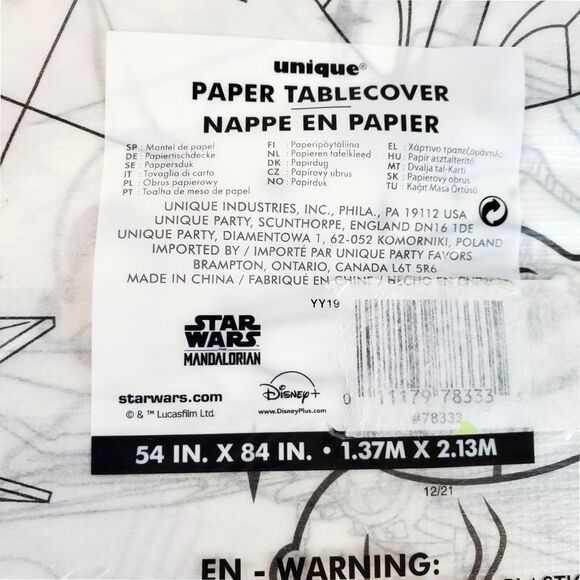 2 Pack Star Wars Mandalorian Grogu Paper Tablecloth Color In Party Supplies 84x5 - Picture 4 of 9